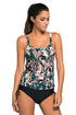Dark Camouflage Print 2pcs Tankini Swimsuit